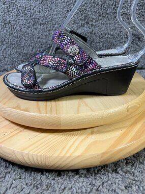 Alegria Loti Sandals Womens Sz 8 Leather Slip On Wedge Heel Funtastic Iridescent